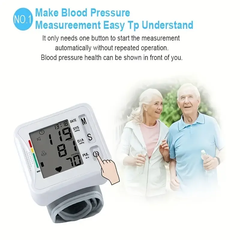 TAIKON W01 Digital Blood Pressure Monitor with Pulse Rate Detection - Easy-to-Use Wrist Cuff