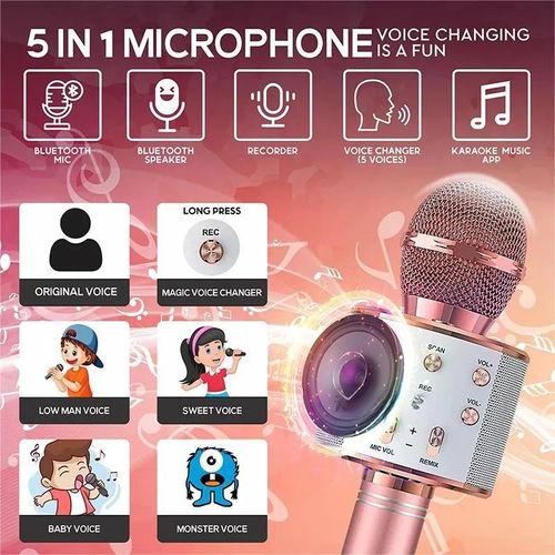 Karaoke Microphone, 5 in 1 Wireless Bluetooth Microphone