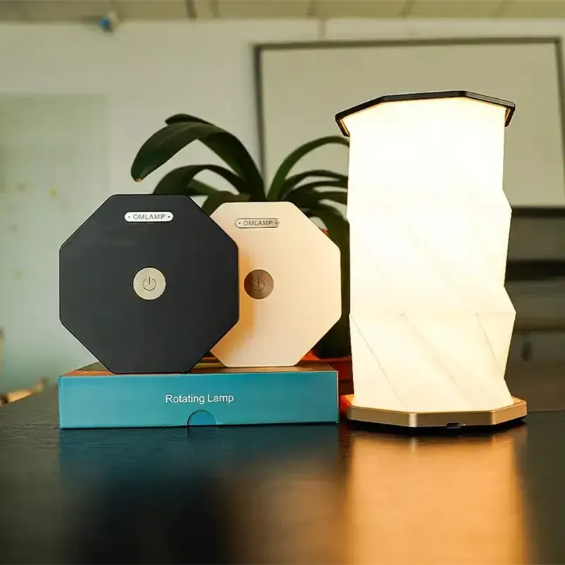 Folding paper table lamp paper lantern lamp dimmable folding decorative lamp battery rotating lamp