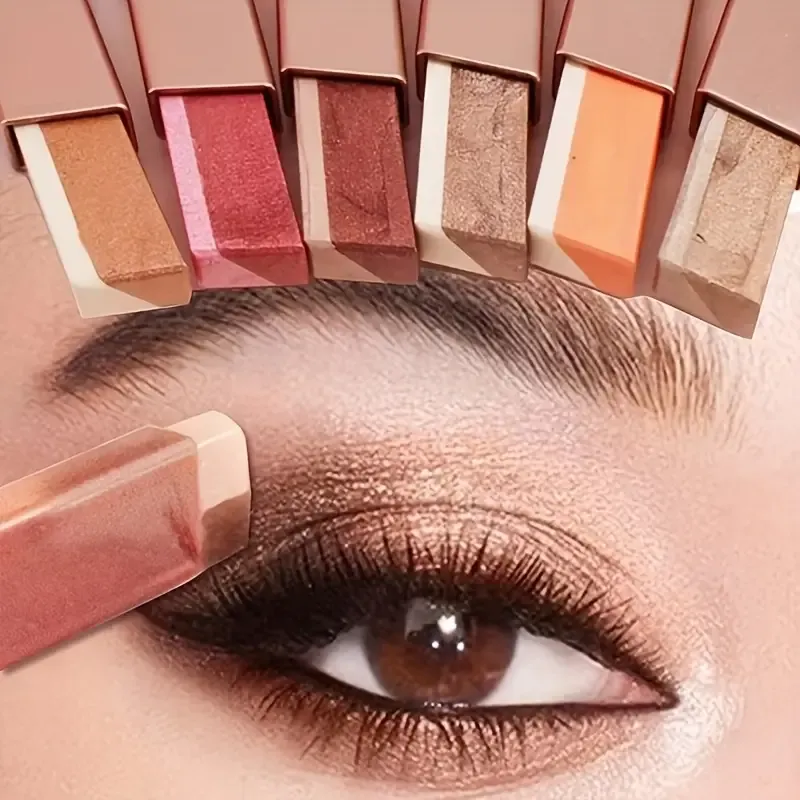 6 colors Long Lasting Lazy Eyeshadow Two Tone Gradient Glitter Eyeshadow Stick For Daily For Music Festival