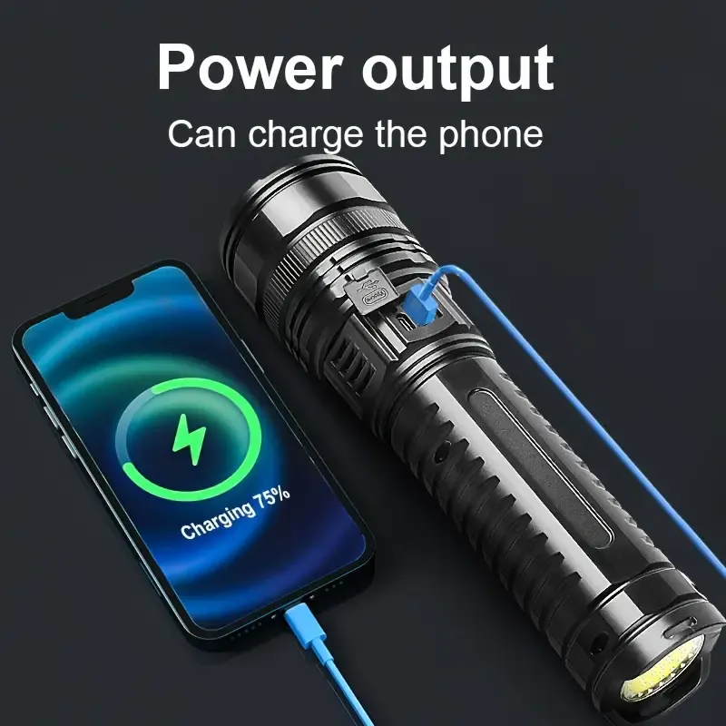 New Most Powerful Led Flashlights Tactical Rechargeable Flashlight Built-in 15000mAh Battery Long Range Spotlights Torch Light with COB Light
