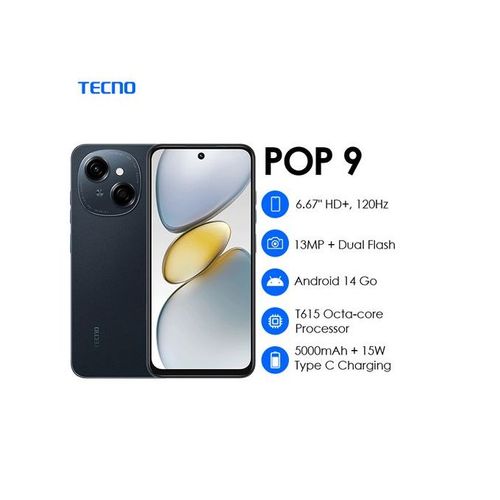 Tecno Pop 9 6.67 3GB RAM 128GB ROM Android 14 Black