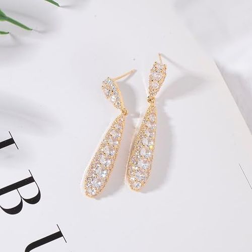 Rhinestone silver needle earrings