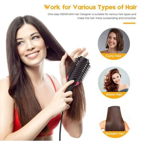 2 In 1 Multifunction Hair Dryer Straightener Curler Blow Hot Brush Electric Comb Stretcher