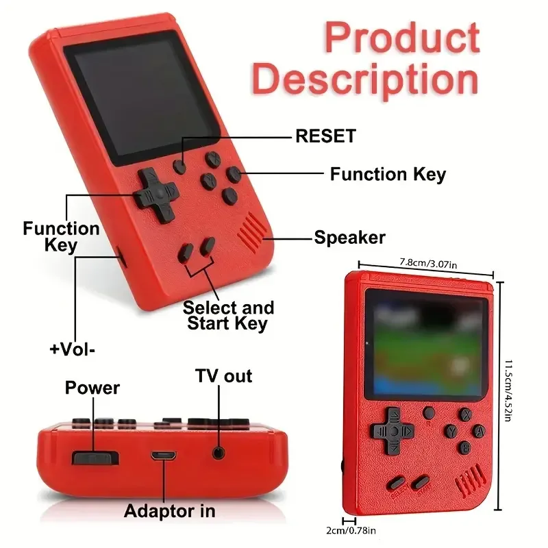Hot handheld game for children and students doubles nostalgic toy 400-in-1 retro mini handheld game Macaron style