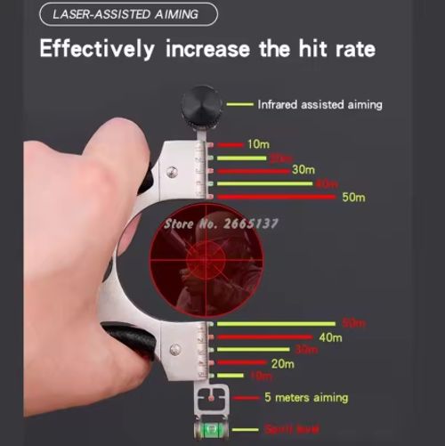 High Precision Laser Slingshot Bow Big Power Stainless Steel Catapult Hunting Accessories Rubber Band Outdoor Shooting Practice