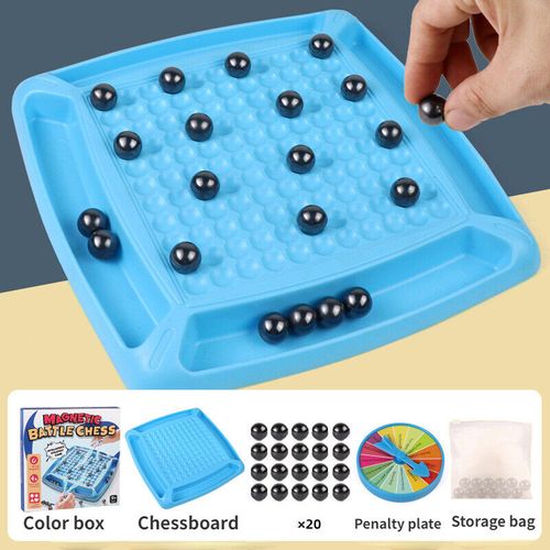 The 2024 New Magnetic Chess Set has a Magnetic Board Game with Stones, Plastic Chessboard, and String, which is a Strategy Game for Kids and Adults as a Family or Party Game