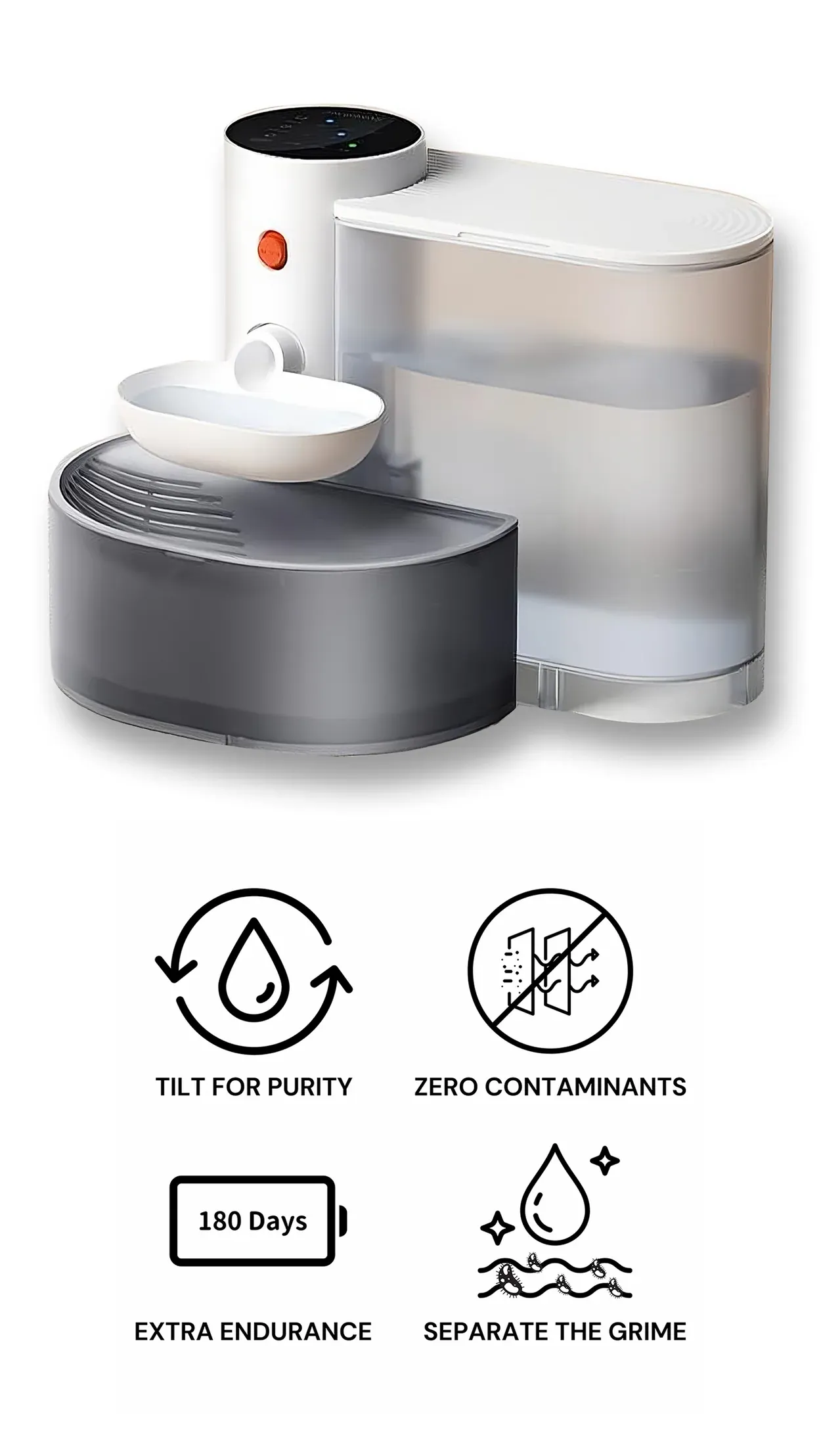 2025 Upgrade up to 180 days automatic wireless silent dumping pet water dispenser