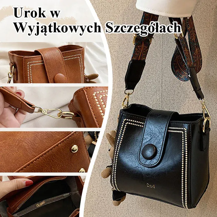 Vintage Bag with Adjustable, Wider Shoulder Strap （Black）