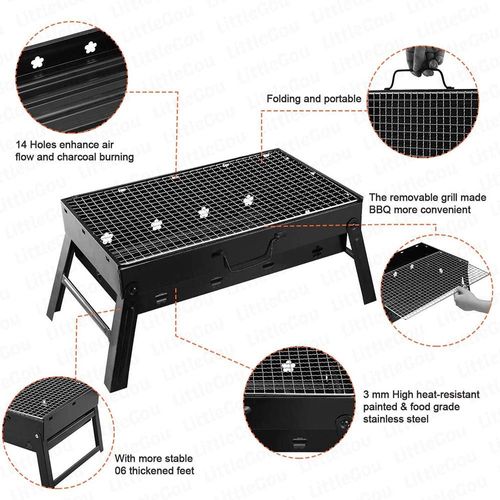 PFolding Charcoal Grill BBQ Tool Fold Stand Outdoor Grill For Camping Supplies Barbecue Cooking Tools