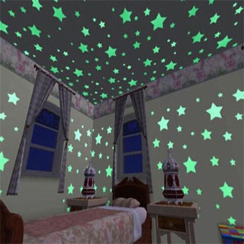 100pcs 3D Stars Glow In The Dark Wall Stickers Luminous