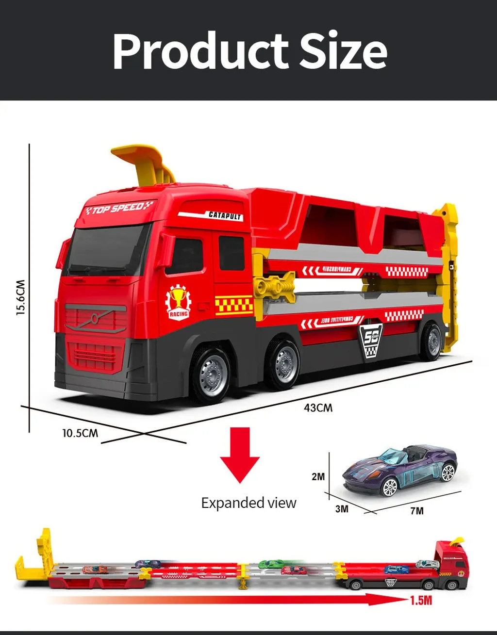 Mega Hauler Truck With Ejection Race Track