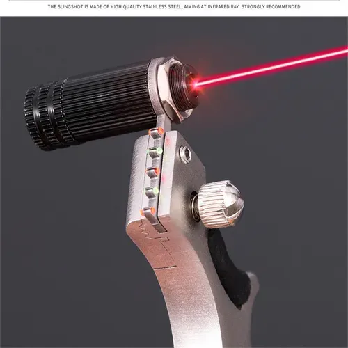 High Precision Laser Slingshot Bow Big Power Stainless Steel Catapult Hunting Accessories Rubber Band Outdoor Shooting Practice