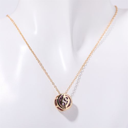 Double-sided hollow twelve constellations necklace, versatile twelve birthdays, zircon pendant, clavicle chain, real gold plated, color-preserving