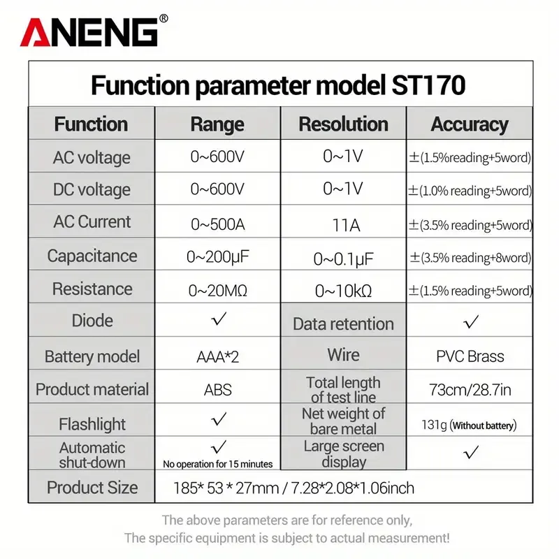 ANENG digital display clamp multimeter high precision portable electrician repair clamp current Multifunctional clamp meter