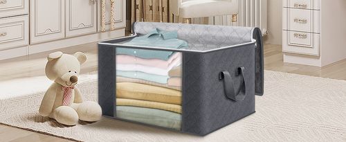 2PCS Foldable Storage Bag Portable Clothes Organizer Tidy Pouch Suitcase Non-woven Home Storage Box Quilt Storage Container Bag Box