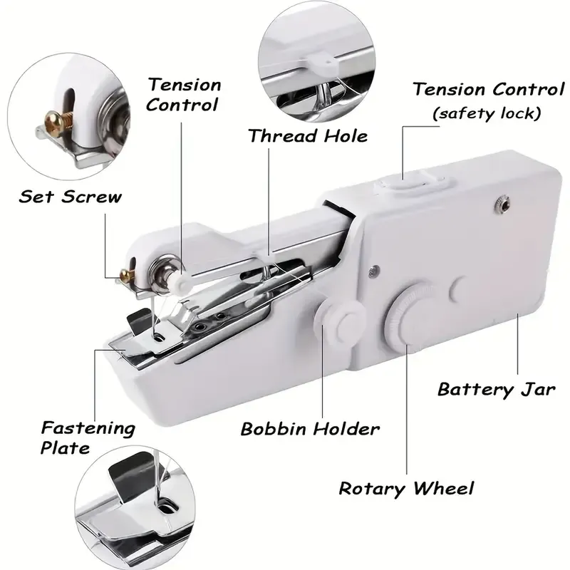 Handheld portable sewing machine