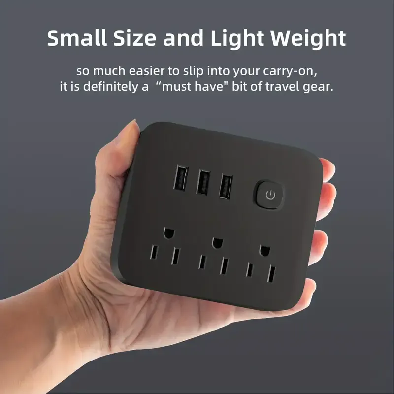 Power Strip Surge Protector, 3 AC Outlets 3 USB 1 Power Button