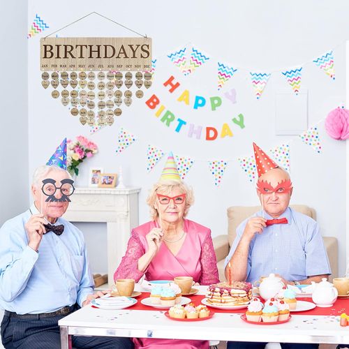 Wooden Birthday Reminder Calendar - Family Wall Hanging Birthday Calendar Board