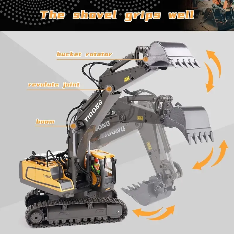 Children's large alloy remote control excavator 11 channel crawler excavator boy engineering remote car control toys
