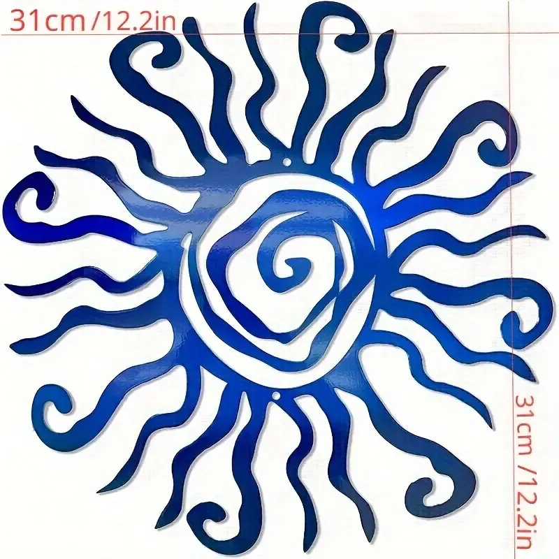 31cm Wacky Sun Blue Metal Wall Art
