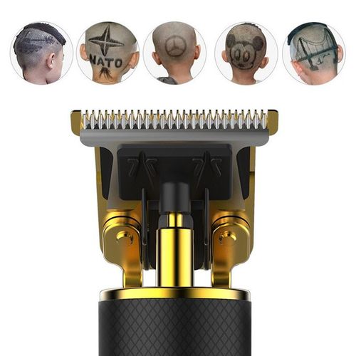 Rechargeable Metal Simple Style Hair Clipper Black Gold