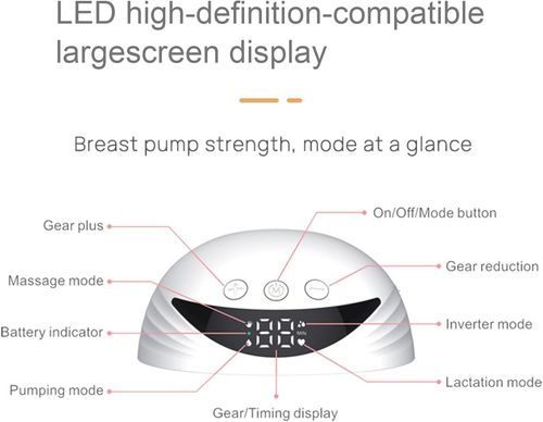 1Pcs Breast Pump, Wearable Breastfeeding Pump, Hands-Free Wearable Breast Pump, Portable Electric Breast Pump with 4 Modes, 12 Levels, LCD Display 1pc-White