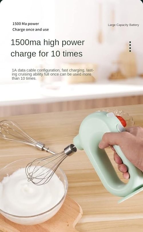 Kitchen Electric Hand Mixer 4 Speed, Cordless Handheld Mixer and Stainless Egg Beater, 5-speed Usb Rechargeable, Lightweight Mini Hand Mixer Easy Use