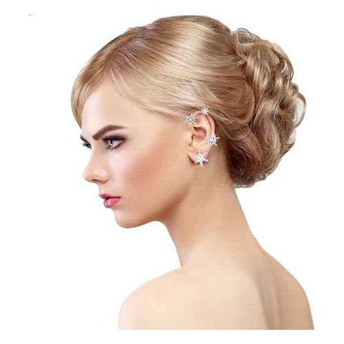 Snowflake Earrings Ear Hook Elegant Zircon No Pierced Ears
