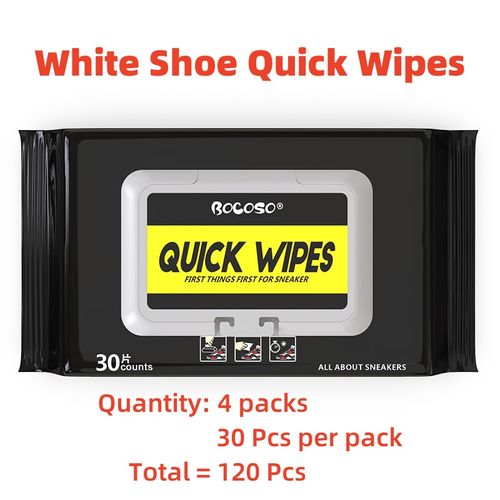 4 Packs(120 Pcs) White Shoe Quick Wipes