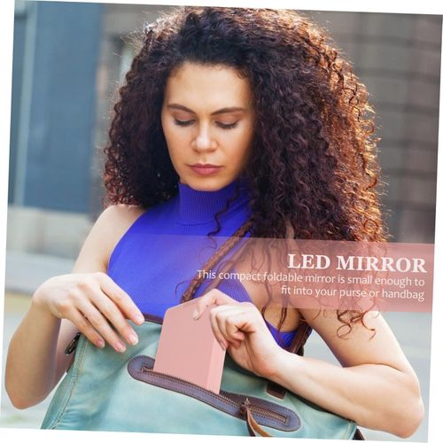 Travel Set Compact Mirror Brushes Makeup Mirror Brush Set with LED Lights
