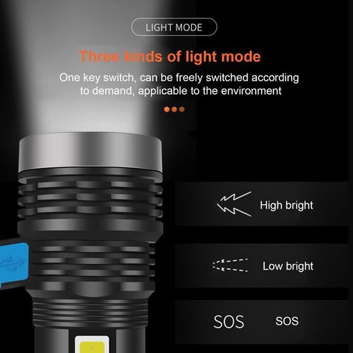 Strong Light Flashlight Rechargeable 1200 Capacity Battery