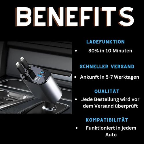 Fast Charge Retractable Car Charger