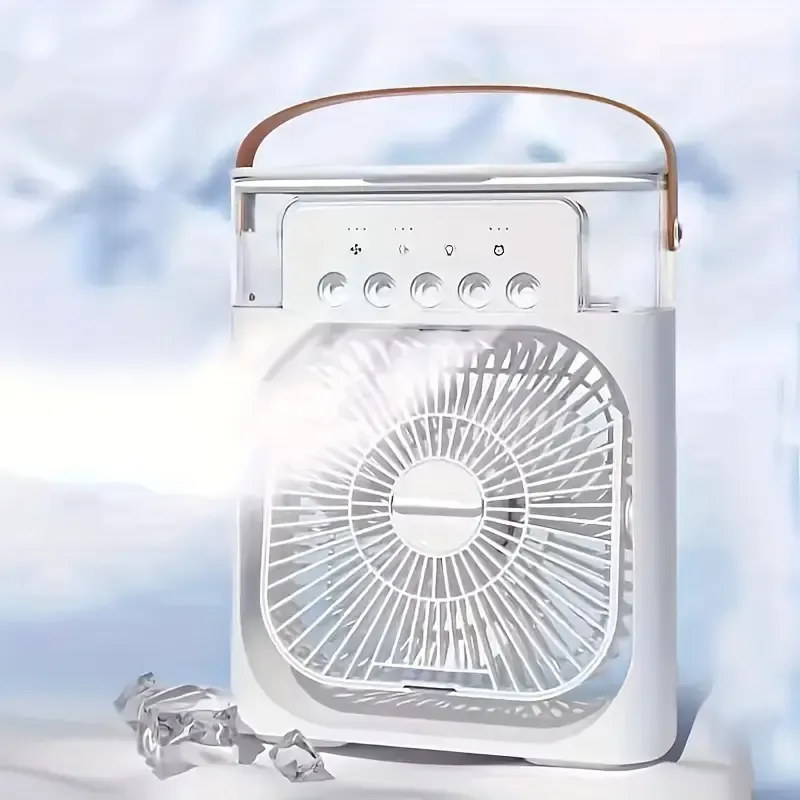 1pc 1200ml Multi-Function Five Hole Humidification Air Conditioning Fan Electric Fan Desktop Spray 5-Speed Air Conditioning Water-Cooling Fan USB Type-C Spray Humidification Fan USB Fan Home Office Gym Portable Fan