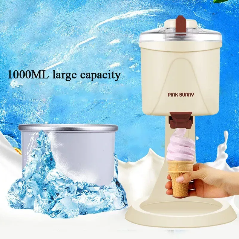 Benny Rabbit Household Ice Cream Machine Small Mini Fully Automatic Cone Ice Cream Machine Homemade Ice Cream Cone Machine