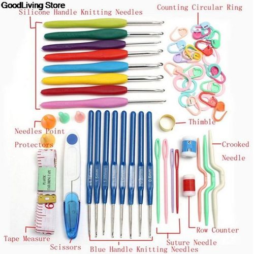 53 Pieces Set Yarn Knitting Crochet Hook Set With Box