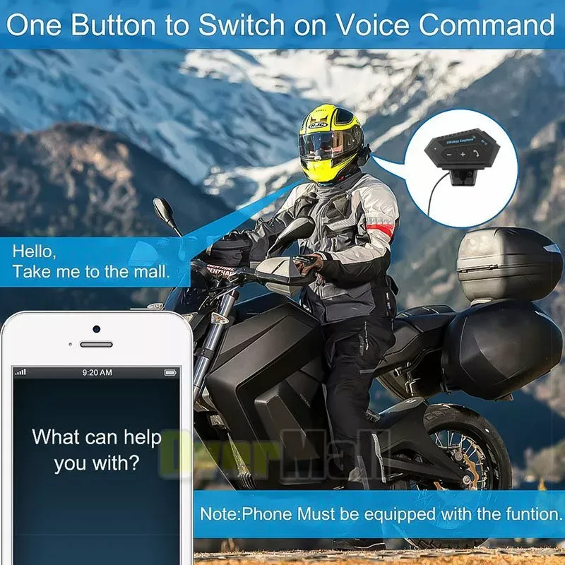 Motorcycle BT 5.0 Helmet Headset Wireless Hands-free call Kit Stereo Anti-interference Waterproof Music Player Speaker