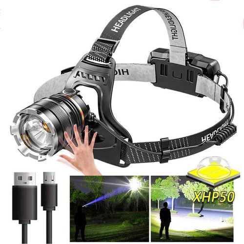 Charging LED Headlight With Sports Sensor And USB Port - Black
