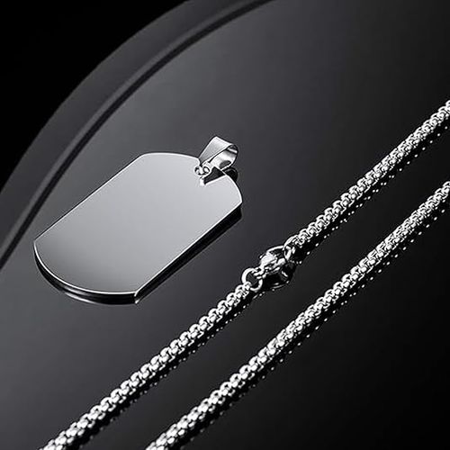 Custom Necklaces--Personalized Double Sided Photo Text + Icon Necklace Men's Custom Necklace with Picture