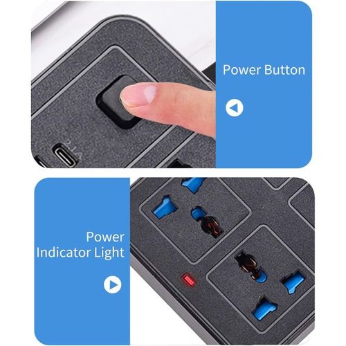 USB Socket-power Strip, 18 Holes, 1.8m Cable, 3*USB,1*Type-C