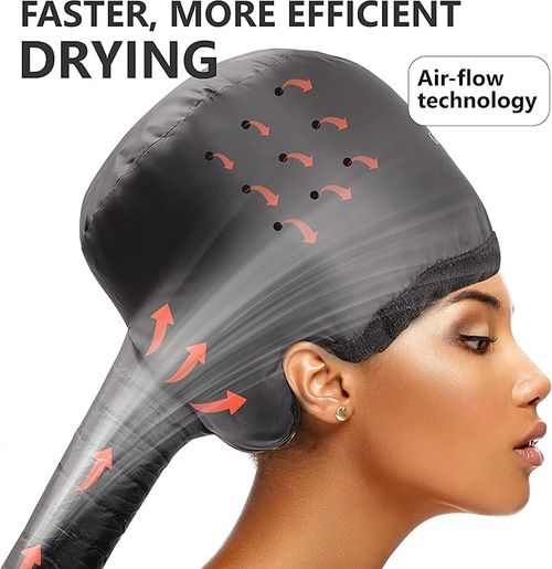 Bonnet Hood Hairdryer Attachment - Upgraded Hair Dryer Bonnet with Chin Strap and Longer Extended Hose More Easy to Enjoy Styling, Curling and Hair Deep Conditioning, Free Carrying Case Hooded Dryer.