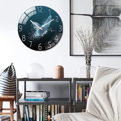 Modern Fantasy Butterfly Wall Clock Dial Silent Movement-Blue