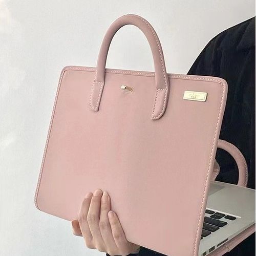 Elegant Pink Faux Leather Laptop Sleeve