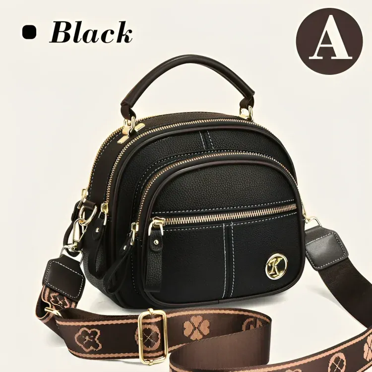 All-in-One PU Leather Shoulder Bag -Black