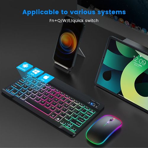 7-Color Light Wireless Keyboard And Mouse Set Rechargeable