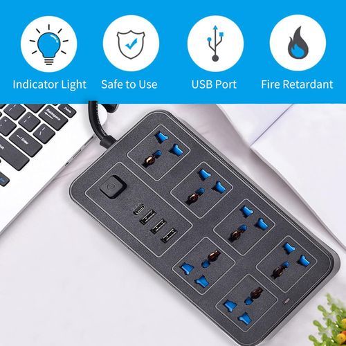 USB Socket-power Strip, 18 Holes, 1.8m Cable, 3*USB,1*Type-C
