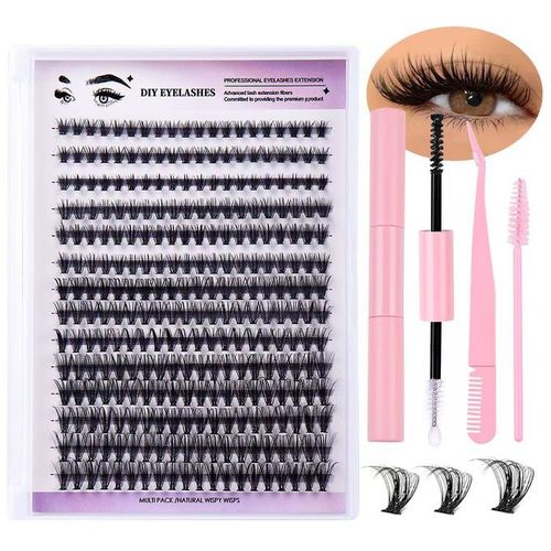 DIY Eyelash Extension Single Cluster False Lashes Kit 280pcs Lash Clusters D Curl 8-16mm