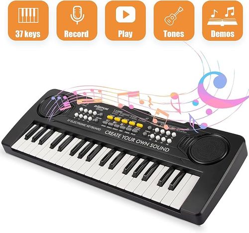 Kids Keyboard Piano, 37 Key Portable Electronic Piano for Kids, Digital Music Piano Keyboard Educational Toys for 3 4 5 6 7 8 Year Old Girls Boys (Black)