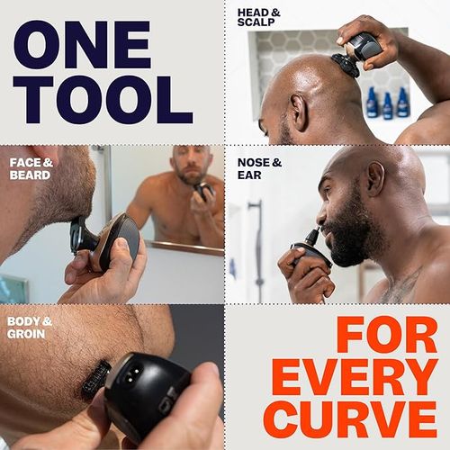 The FlexSeries Electric Head Hair Shaver - Freebird - Ultimate Mens Cordless Rechargeable Wet-Dry Skull & Bald Head Waterproof Razor with Rotary Blades, Clippers, Nose Trimmer, Brush, Massager