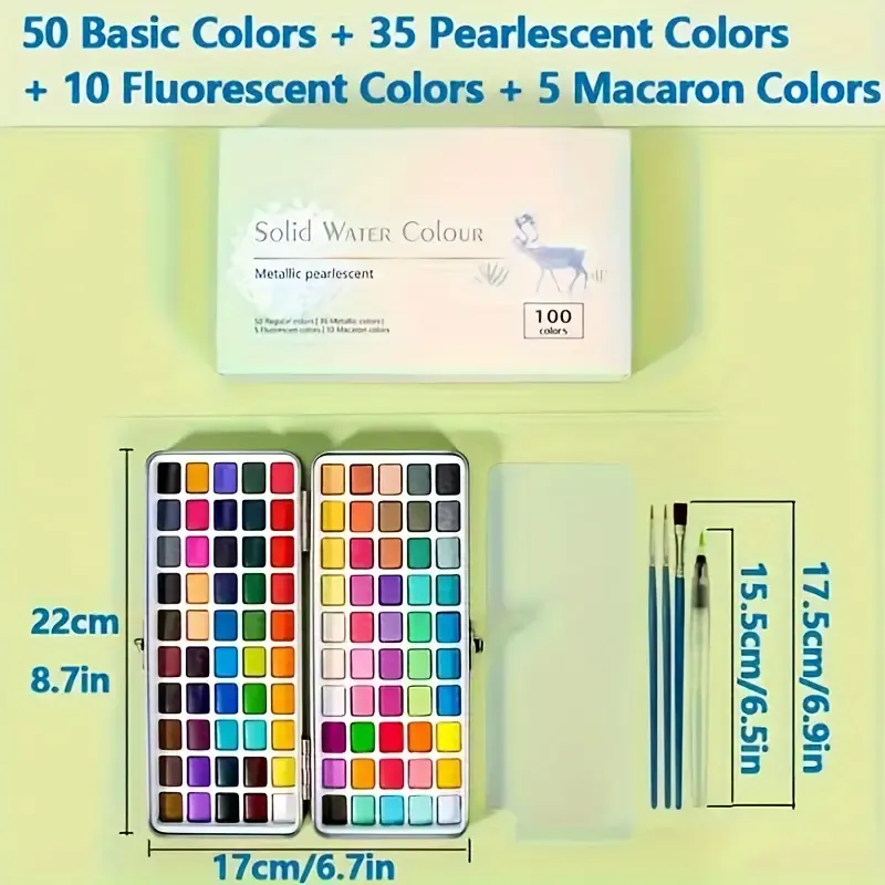 100 Colors Solid Watercolor Paint Set